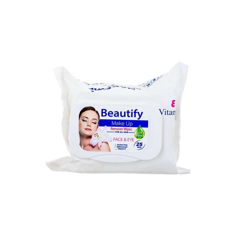 بيوتيفي مناديل إزالة المكياج للوجه والعين - 25 قطعة