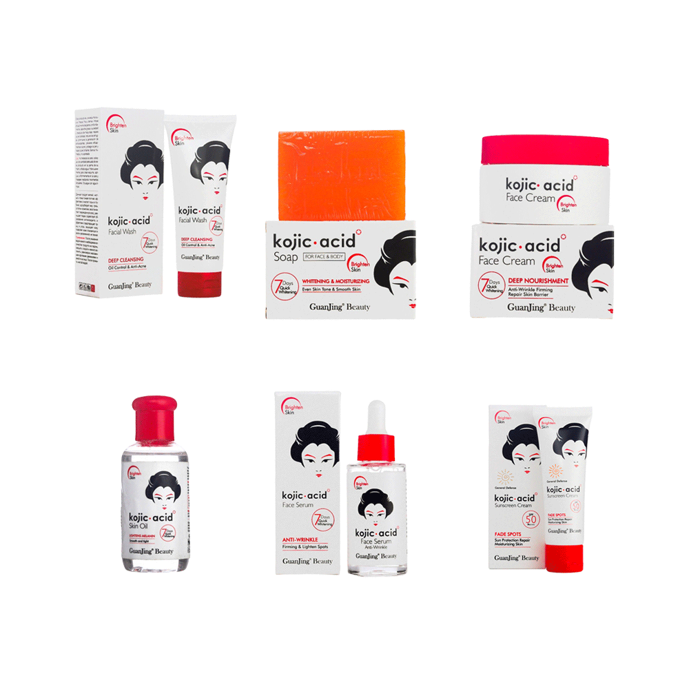 جوانجنج مجموعة كوجي سان بيوتي بحمض الكوجيك للعناية بالبشرة - 6 قطع