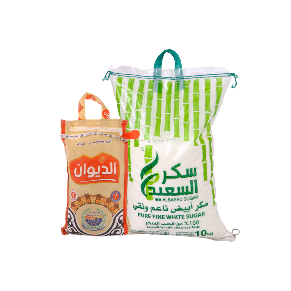 باكج سكر السعيد 10كجم +  أرز الديوان 5 كجم 