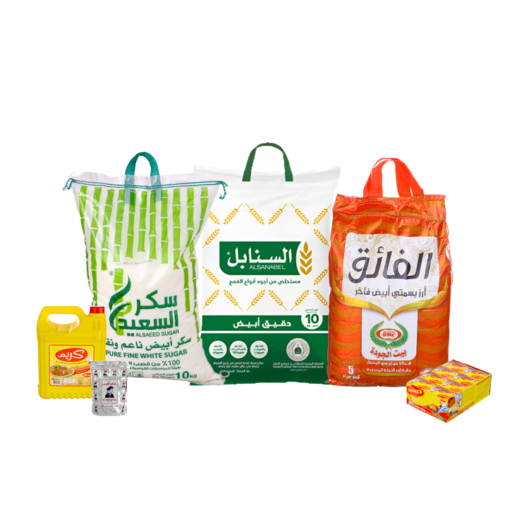 باكج دقيق السنابل أبيض 10 كيلو + أرز الفائق 5 كيلو جرام + سكر السعيد 10 كيلو + مكعبات مرقة ماجي24 حبة + شاي الكبوس 500 جرام+ زيت كريم 4 لتر