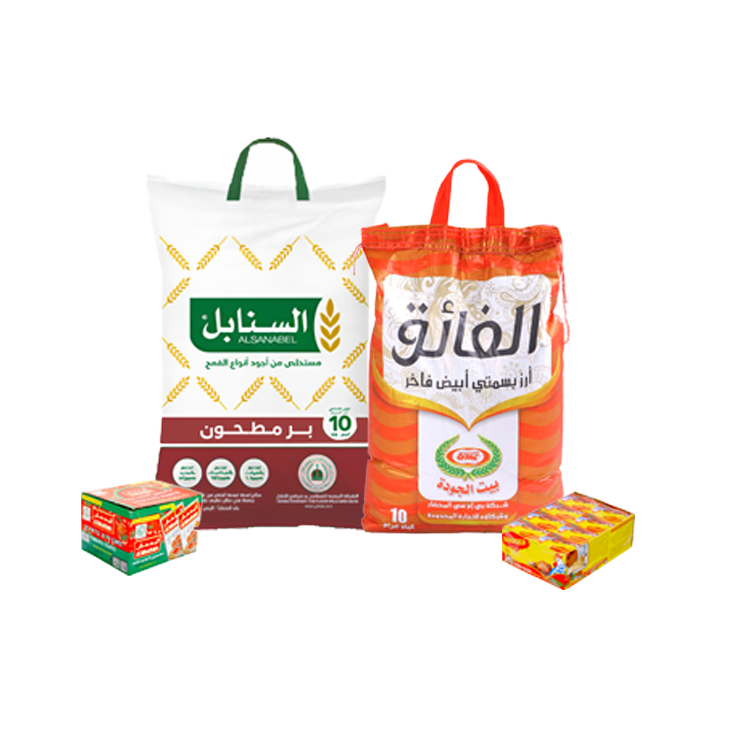 باكج الفائق أرز بسمتي 10 كيلو + السنابل بر  10 كيلو + مكعبات مرقة ماجي 24 حبة + كرتون صلصة المدهش عبوة 25*70جم