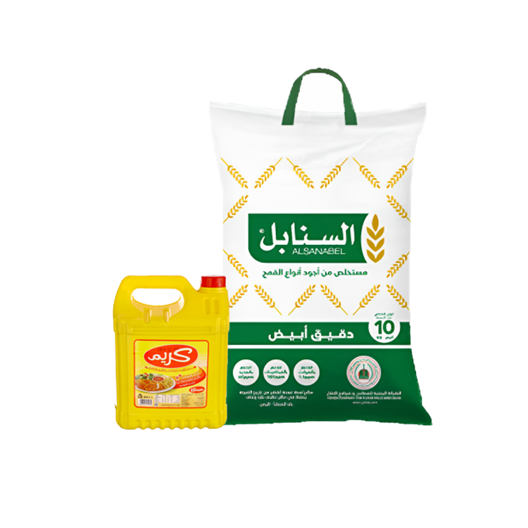 باكج زيت نباتي من كريم 4 لتر + دقيق السنابل أبيض 10 كيلو