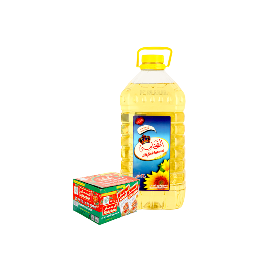باكج زيت الفخامة 5 لتر + صلصة المدهش 70 جم * 25 حبة 
