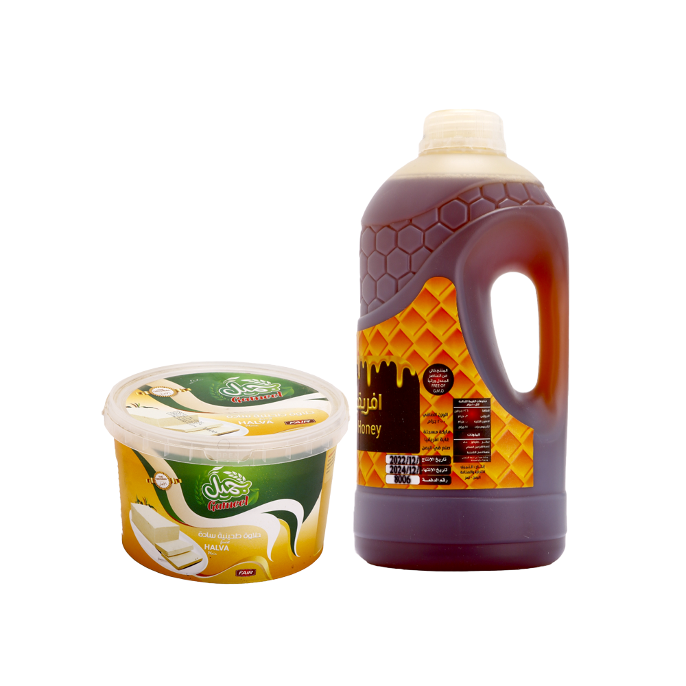 باكج حلاوة جميل طحينية سادة 1400 جم + عسل أفريقيا 2000 جم 