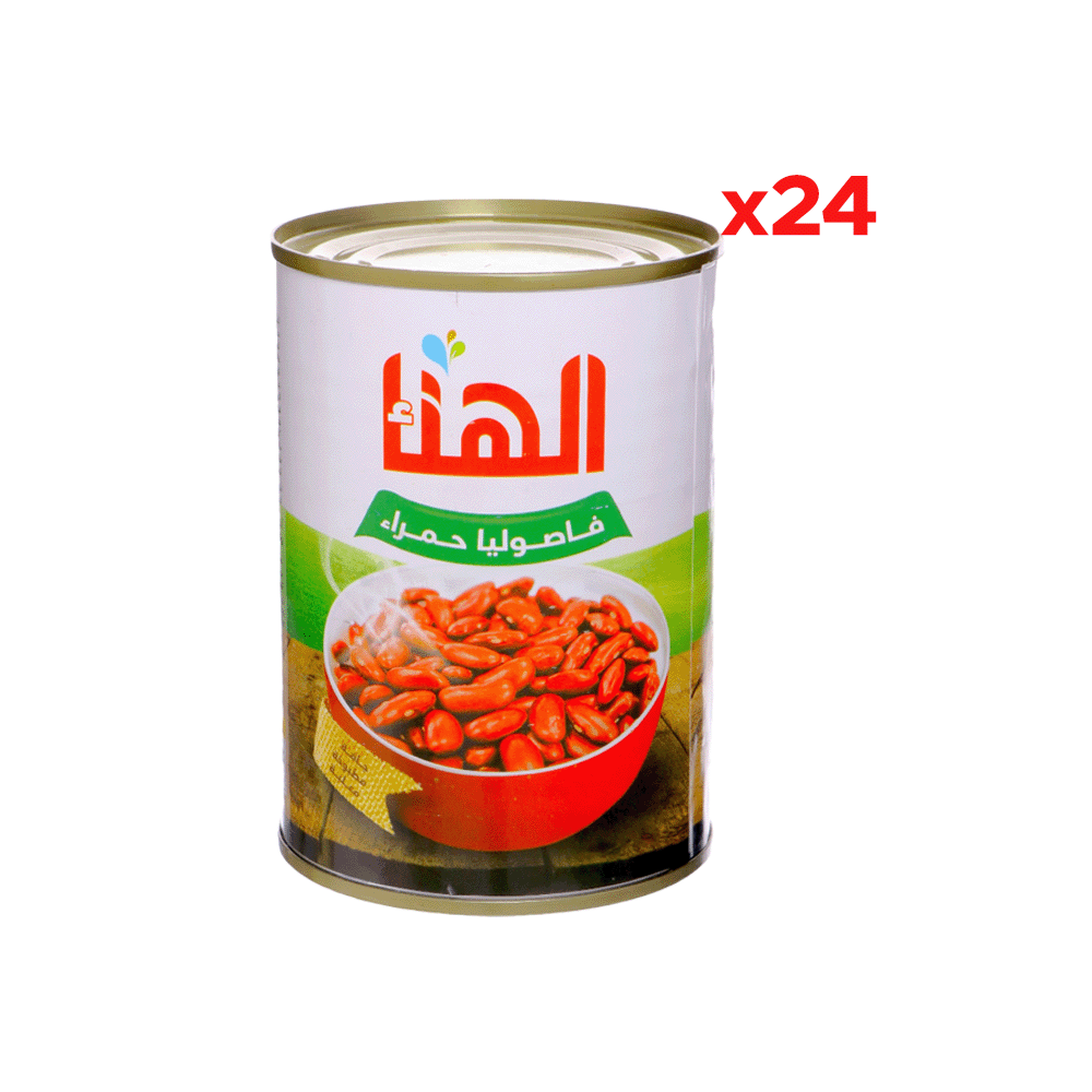 الهناء كرتون فاصوليا حمراء معلبة - 400 جم * 24 علبة 