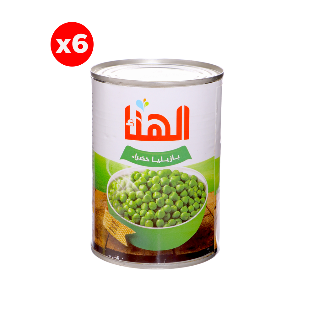 عرض بازيليا خضراء معلبة الهناء 400 جم - 6 حبات